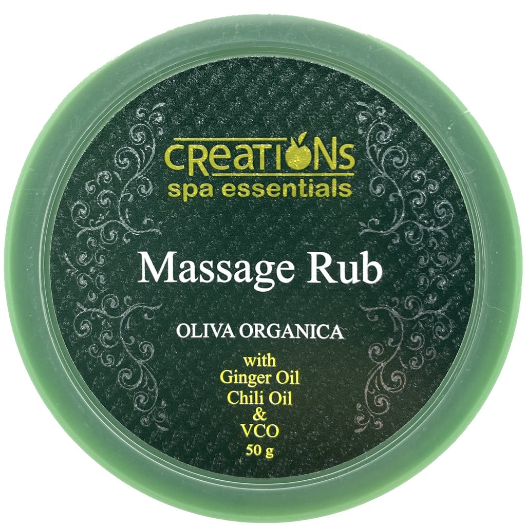 CREATIONS SPA ESSENTIALS 50g MASSAGE RUB PAIN RELIEF RUB- Olivia Organica