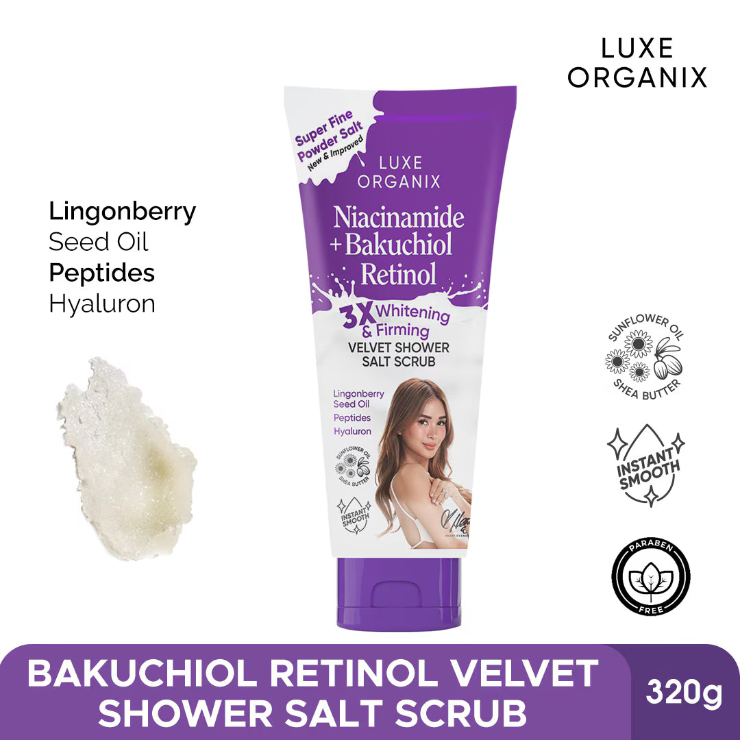 Luxe Organix Niacinamide + Bakuchiol Retinol Velvet Salt Scrb 300g