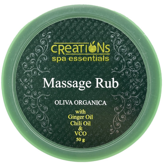 CREATIONS SPA ESSENTIALS 50g MASSAGE RUB PAIN RELIEF RUB- Olivia Organica