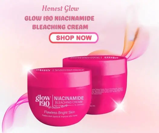 Glow 190 Niacinamide Bleaching Cream, Flawless Bright Skin, Dark Spot Fading 250g