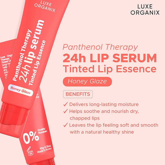 Luxe Organix Panthenol Therapy 24H Lip Serum Tinted Lip Essence Honey Glaze 10g