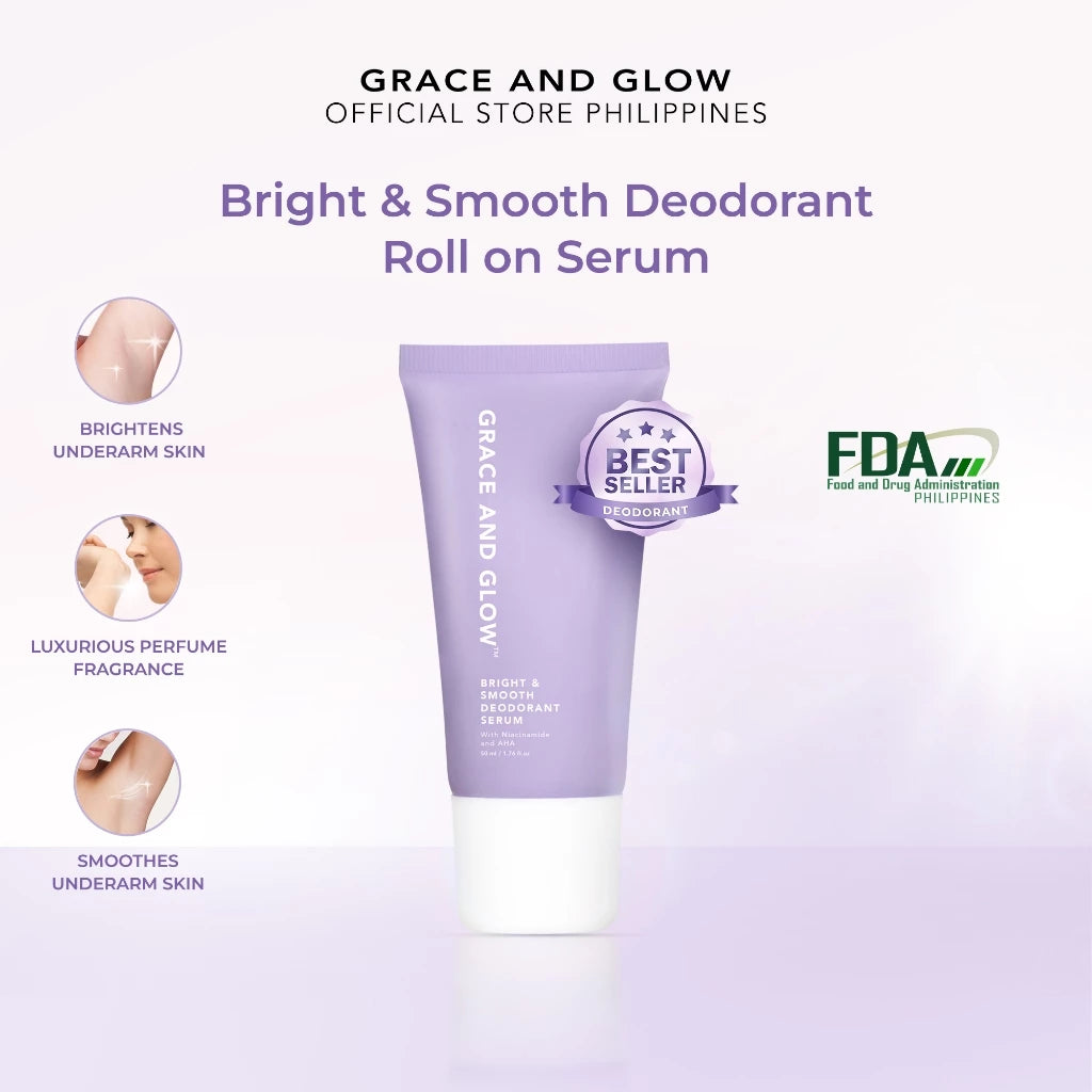 Grace and Glow Bright and Smooth Deodorant Roll On Serum 50 ml – for Underarm Whitening
