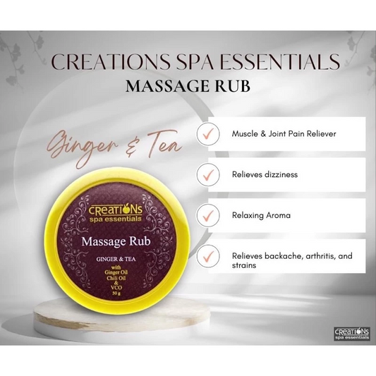 Creations Spa Essentials Pain Relief Rub – Ginger & Tea 50g