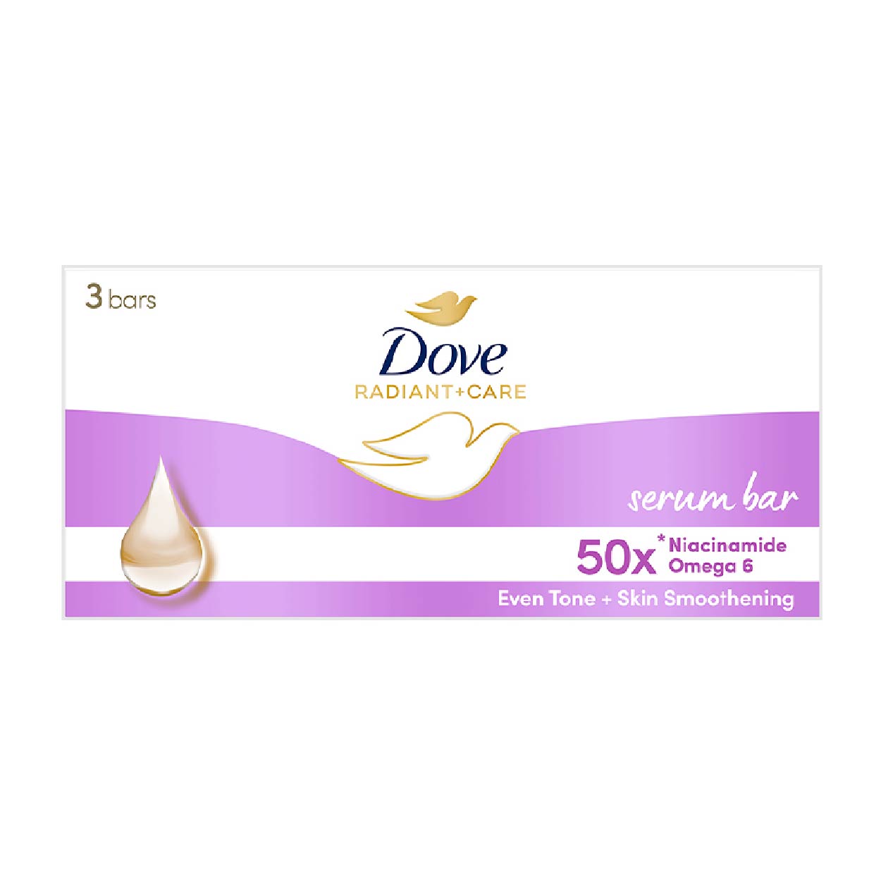 Dove Bar Soap Radiant+Care Serum Niacinamide Omega6 3x90g