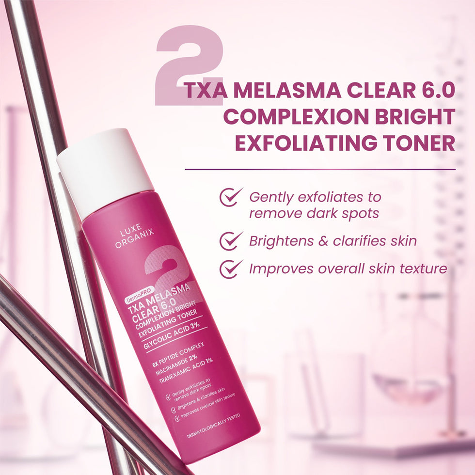 Luxe Organix DermaPRO TXA Melasma Clear 6.0 Complexion Bright Exfoliating Toner 150ml